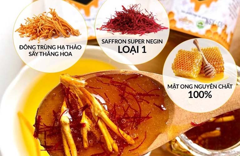 Saffron ngâm mật ong đông trùng hạ thảo có rất nhiều tác dụng cho sức khỏe